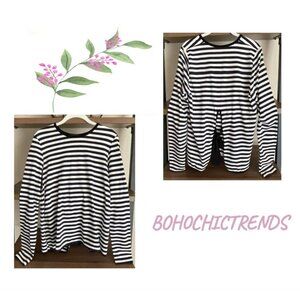 Harvey Faircloth Long Sleeve Striped Shirt Bow Detail, Medium